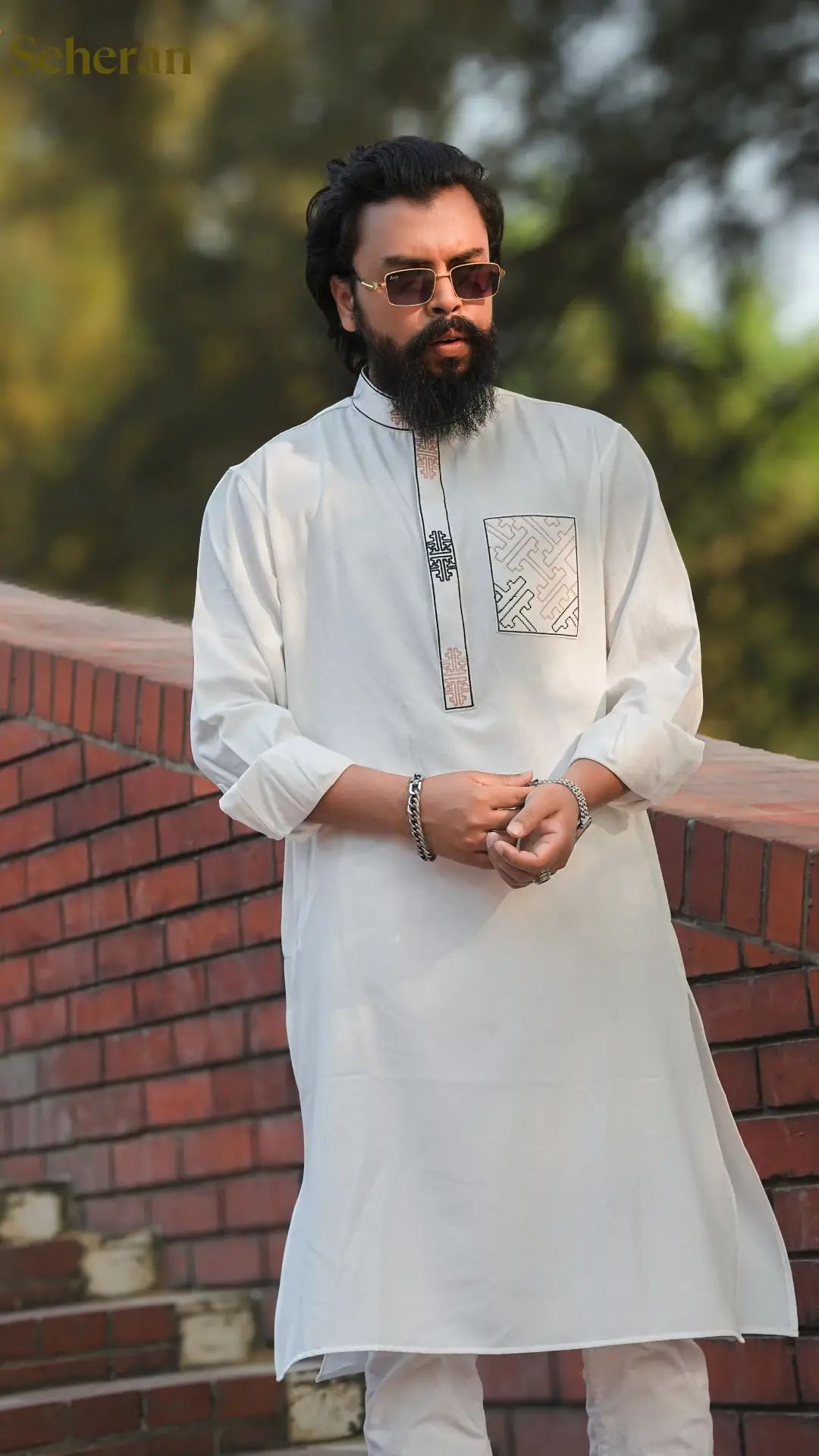Model in a pink traditional dress